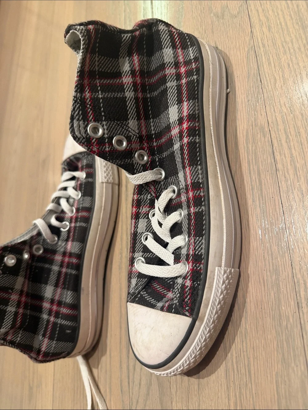 Converse Chuck Taylor All Star High-Top Sneakers - Black/Red Plaid - Picture 3 of 3